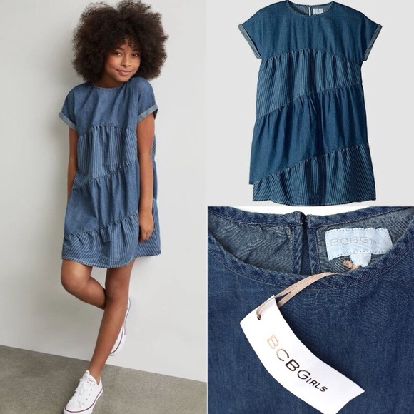 BCBGirls Other - BCBG Girls Chambray Denim Mixed Pattern Dress 12